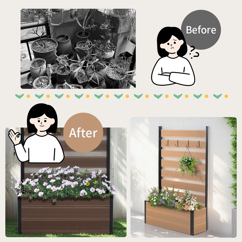 【国内発送Ｍ】1923【ブラウン 90×180cm】ウッドフェンス 目隠し フェンス ウッド 木製 人工木 ボーダーフェンス プランターフェンス ラティス ハイタイプ 180 ガーデンフェンス ガーデ