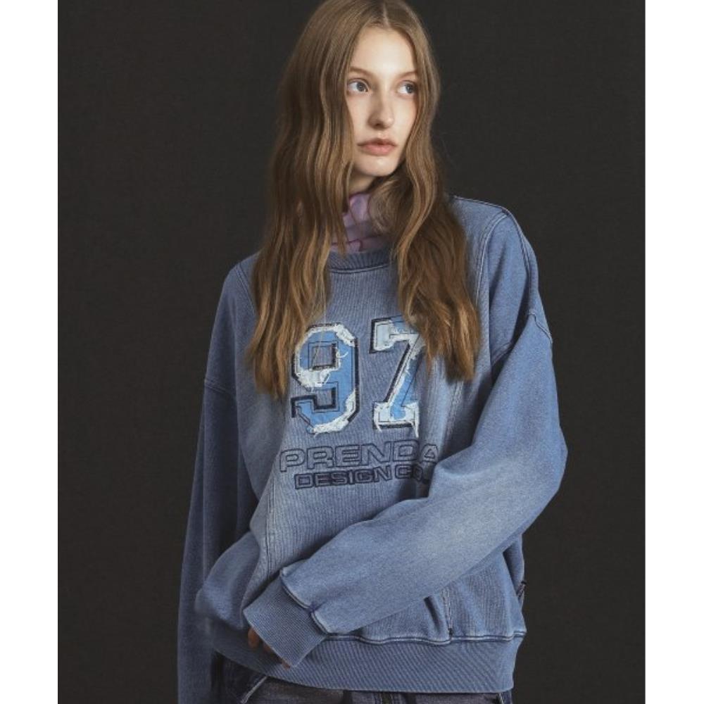 PRENDA INDIGO WASHED SWEATSHIRT MID BLUE PRTHAACR02WB1 PRENDA INDIGO WASHED SWEATSHIRT MID BLUE PRTHAACR02WB1