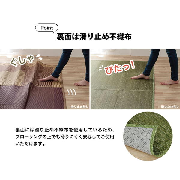 ラグ 小林製薬 持続性抗菌剤 KOBA-GUARD 制菌 抗菌防臭 滑り止め 不織布 夏 い草 グラデーション オレンジ 約190x190cm