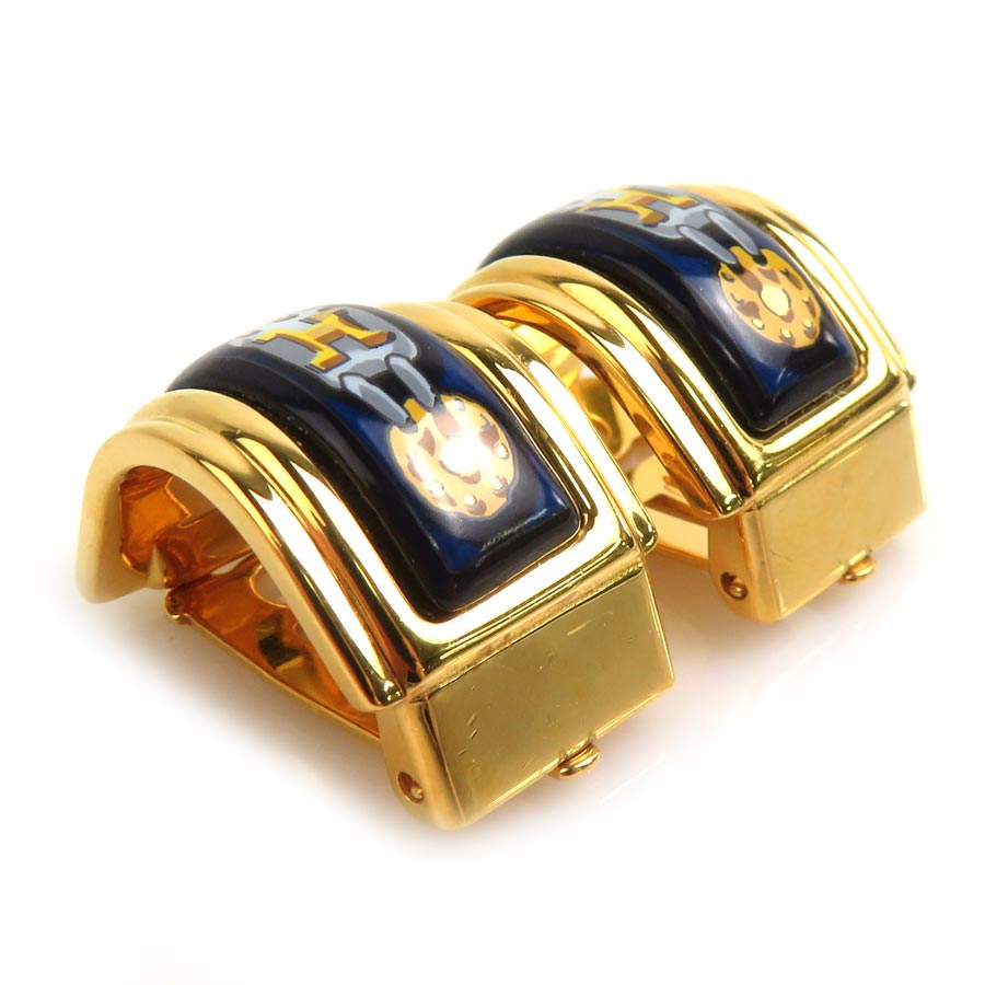 エルメス HERMES イヤリング 七宝焼き メタル/エナメル ゴールド/ネイビー レディース e60685a エルメス HERMES イヤリング 七宝焼き メタル/エナメル ゴールド/ネイビー レディース e60685a