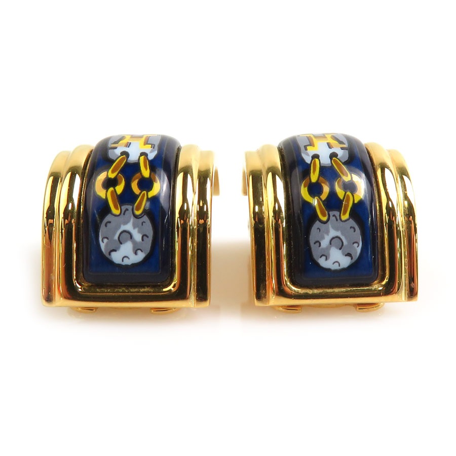 エルメス HERMES イヤリング 七宝焼き メタル/エナメル ゴールド/ネイビー レディース e60685a エルメス HERMES イヤリング 七宝焼き メタル/エナメル ゴールド/ネイビー レディース e60685a