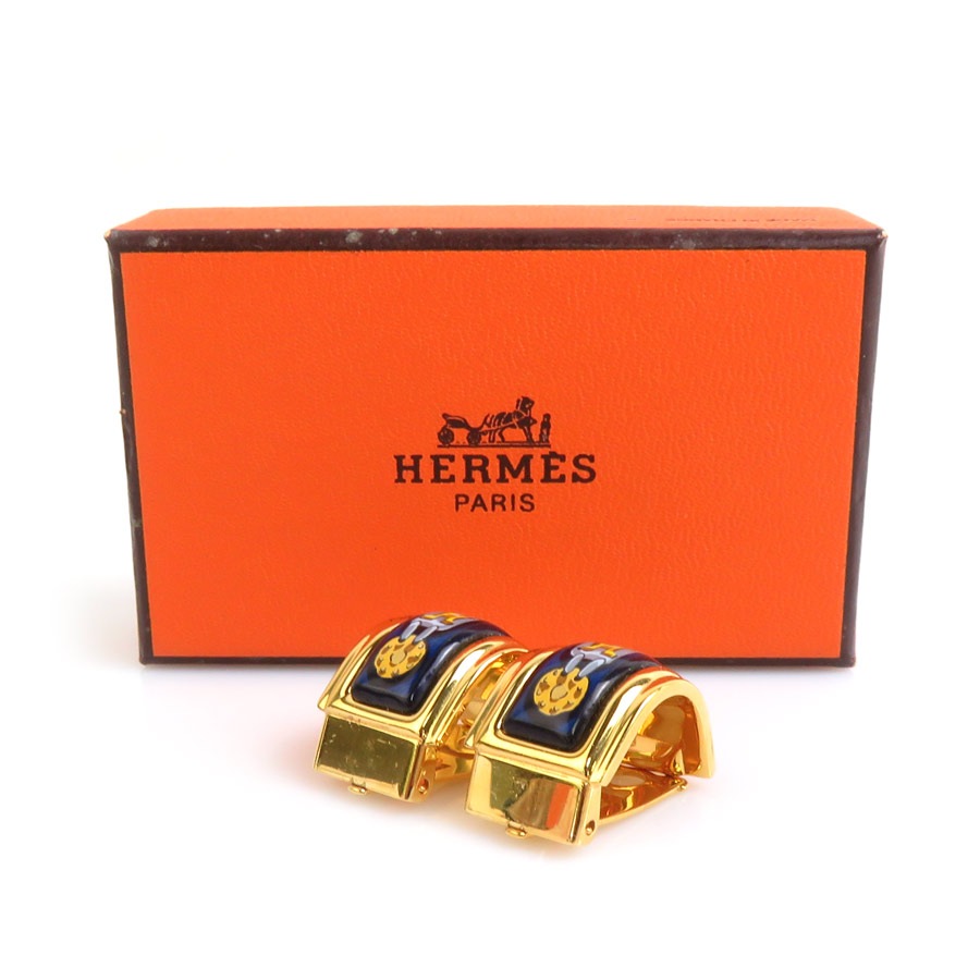 エルメス HERMES イヤリング 七宝焼き メタル/エナメル ゴールド/ネイビー レディース e60685a エルメス HERMES イヤリング 七宝焼き メタル/エナメル ゴールド/ネイビー レディース e60685a