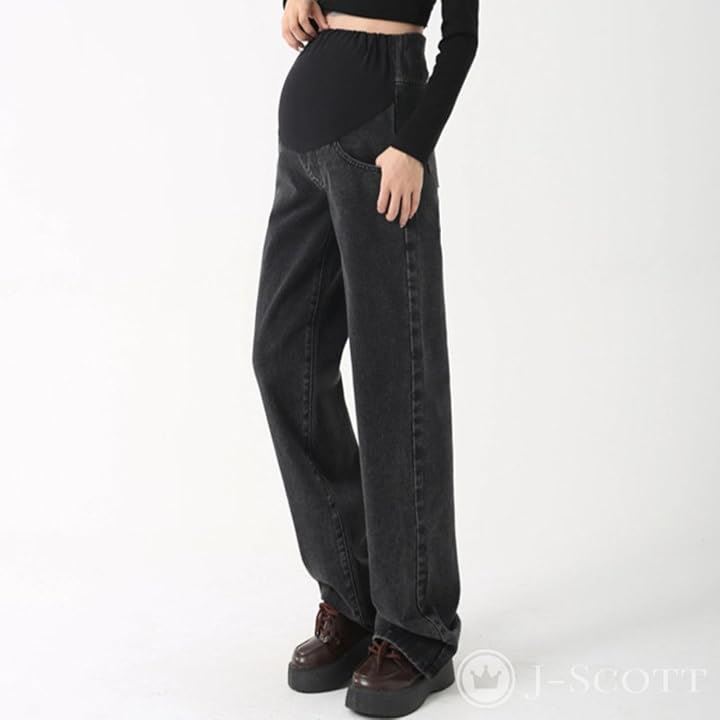 マタニティ ストレートデニム レディース パンツ 産後 ゆったり ウエストゴム アジャスター付き シワなし マタニティパンツ ビッグ 動きやすい デイリーユース(グレー, 2XL)