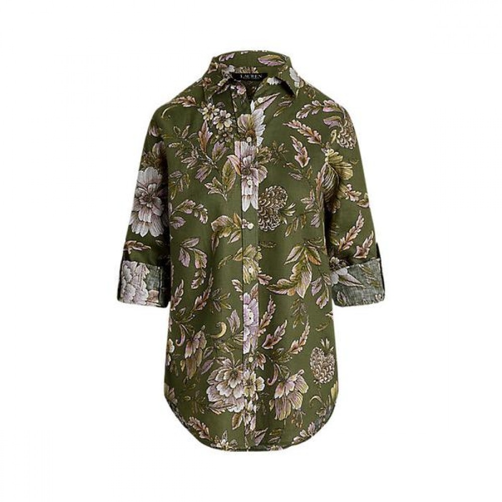 ローレンラルフローレンリラックスフィットフローラルリネンシャツ