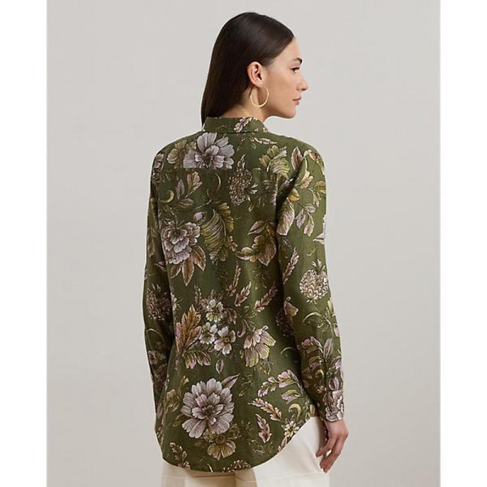 ローレンラルフローレンリラックスフィットフローラルリネンシャツ