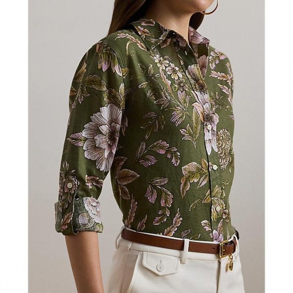 ローレンラルフローレンリラックスフィットフローラルリネンシャツ (WMLRSHTS6820466310)