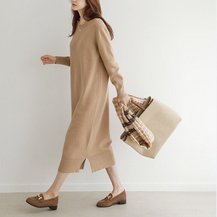 偽の2枚のニットワンピースは女性の背が甘くて年齢が下がって腰がやせている中中にセーターのスカート