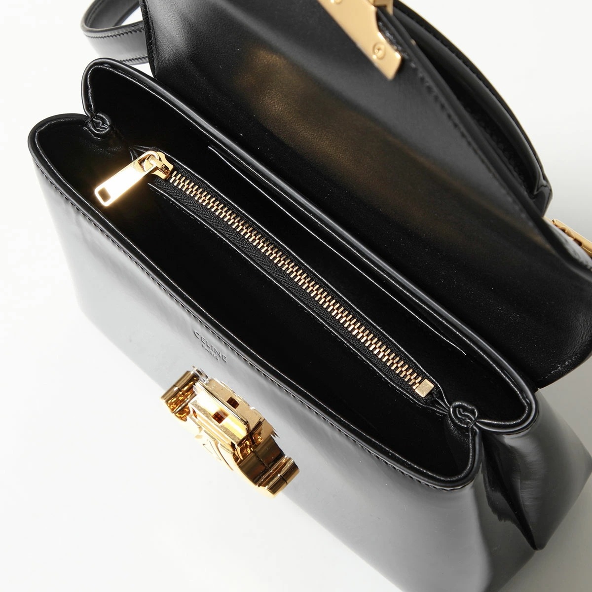 CELINE セリーヌ ハンドバッグ Teen Nino ティーン ニノ 118113FYJ.38NO レディース ショルダーバッグ トリオンフ エナメル パテントレザー Black