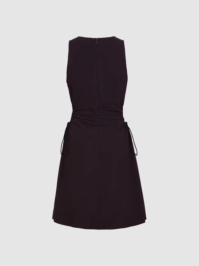 夏 女性 レトロ スタイル ベルト ウエスト ノースリーブ 宝物 ドレス 個性的 ワンピース ミニ ミニ丈 ショート ショート丈 袖なし ノースリーブ 襟なし きれいめ シンプル 大人 上品