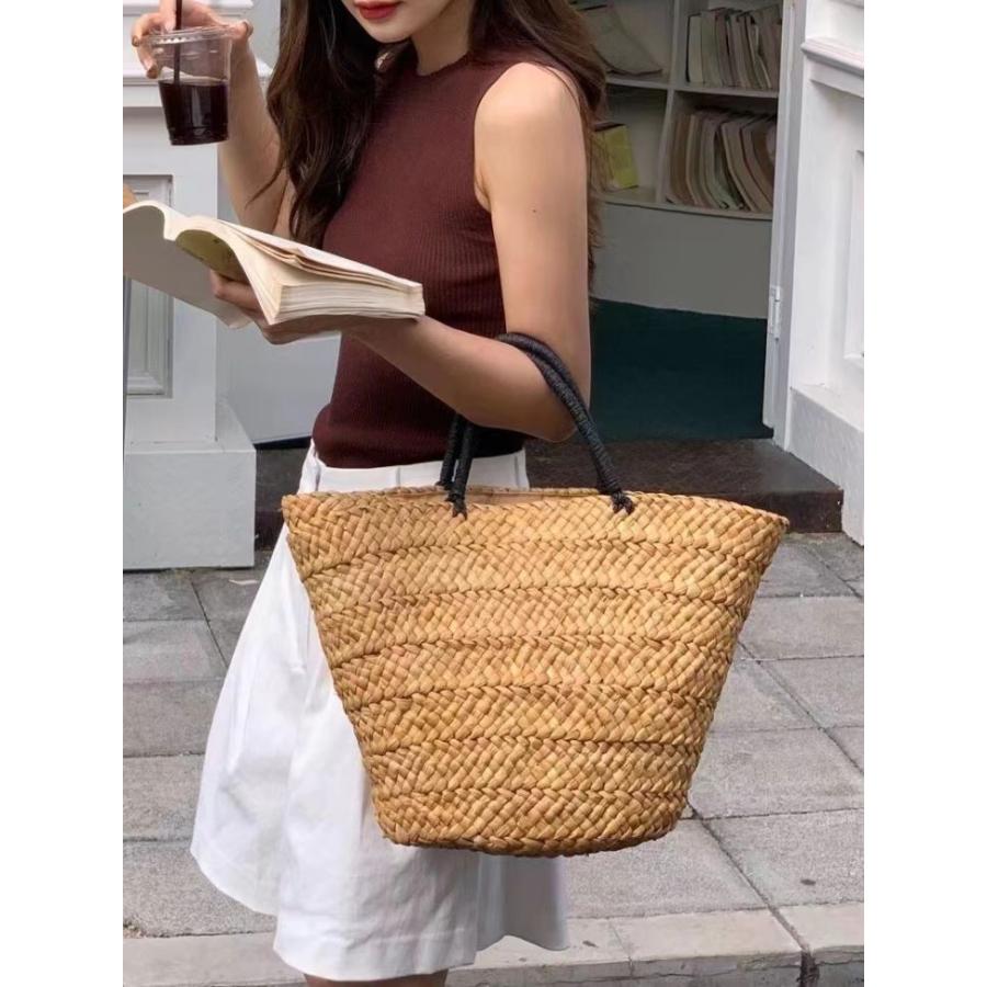 【夏セール！】かごバッグ バスケット トートバッグ サマーバッグ 夏 ワンハンドル ストローバッグ 【akbss24-557】【予約販売：15-20日】宅込