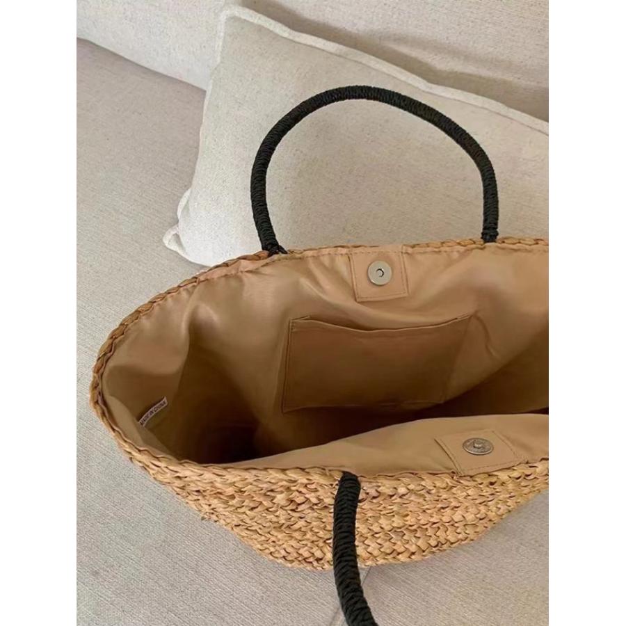 【夏セール！】かごバッグ バスケット トートバッグ サマーバッグ 夏 ワンハンドル ストローバッグ 【akbss24-557】【予約販売：15-20日】宅込