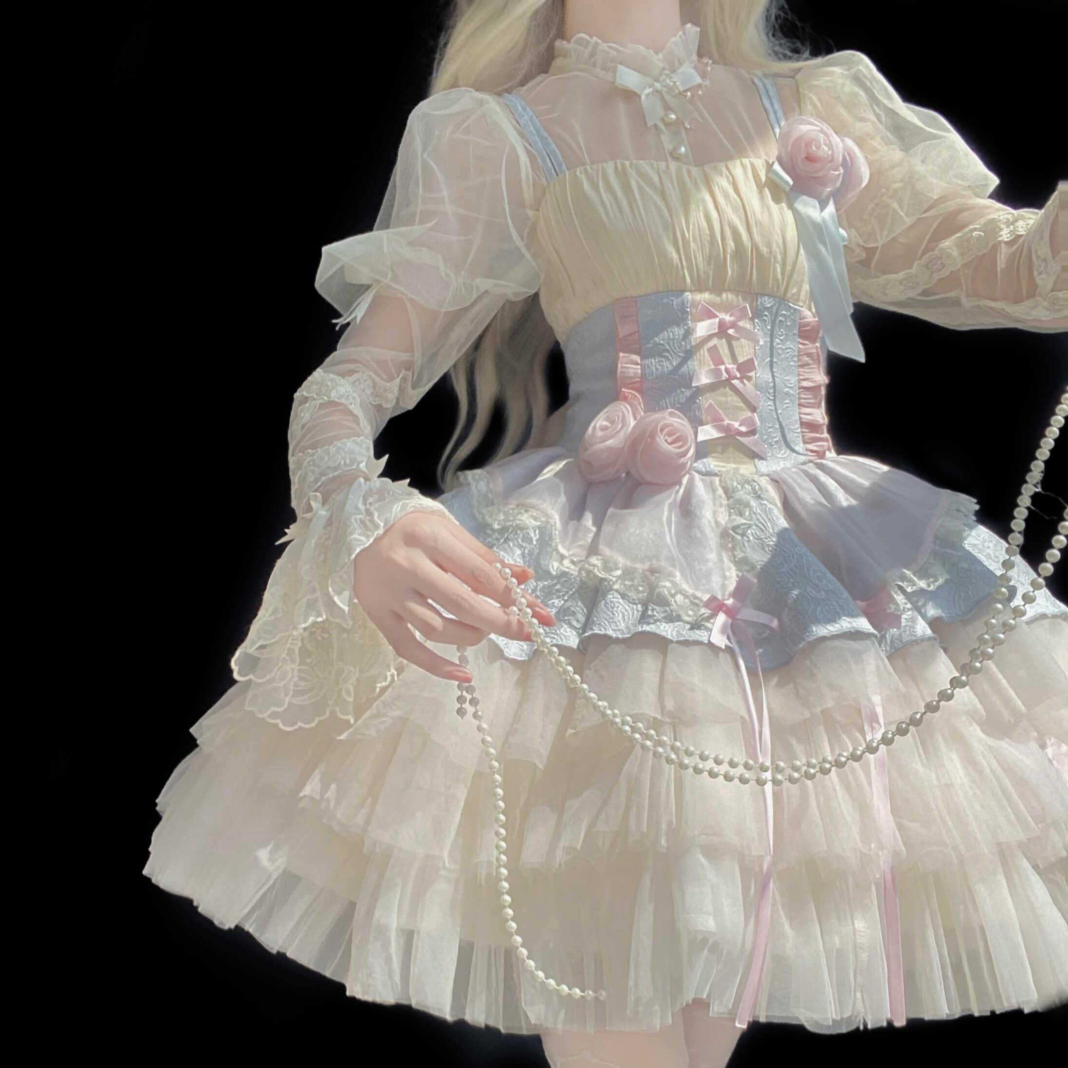 正規品ほろ酔いローズlolitaバレエ犬ショートロリータケーキキャミソールワンピース