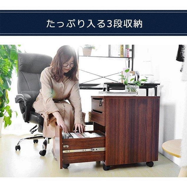 短納期！デスクワゴン サイドワゴン ラック 鍵付き キャスター付き 脇机 オフィス 3段オールロック 大容量 A4対応 安心保証 デスクワゴン 3段オールロック 大容量