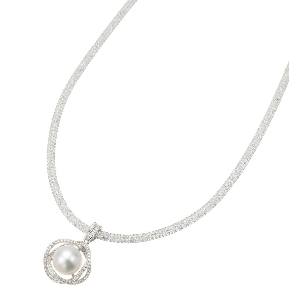 ネックレス レディース ペンダント 大粒パール サージカルステンレス製ネット 真珠 キュービックジル ネックレス レディース ペンダント 大粒パール サージカルステンレス製ネット 真珠 キュービックジル