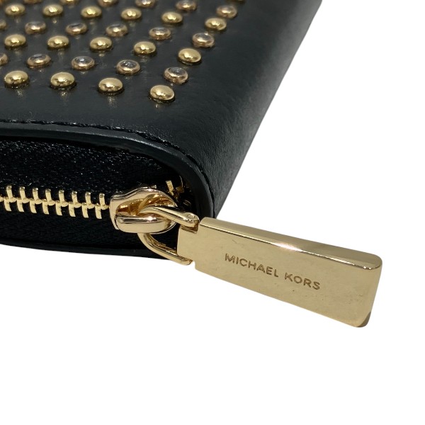 マイケル コース ラウンドジップ スタッズ ラインストーン コインケース 財布【中古】 マイケル コース ラウンドジップ スタッズ ラインストーン コインケース 財布【中古】