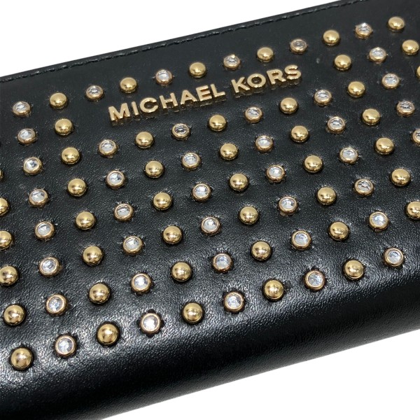 マイケル コース ラウンドジップ スタッズ ラインストーン コインケース 財布【中古】 マイケル コース ラウンドジップ スタッズ ラインストーン コインケース 財布【中古】