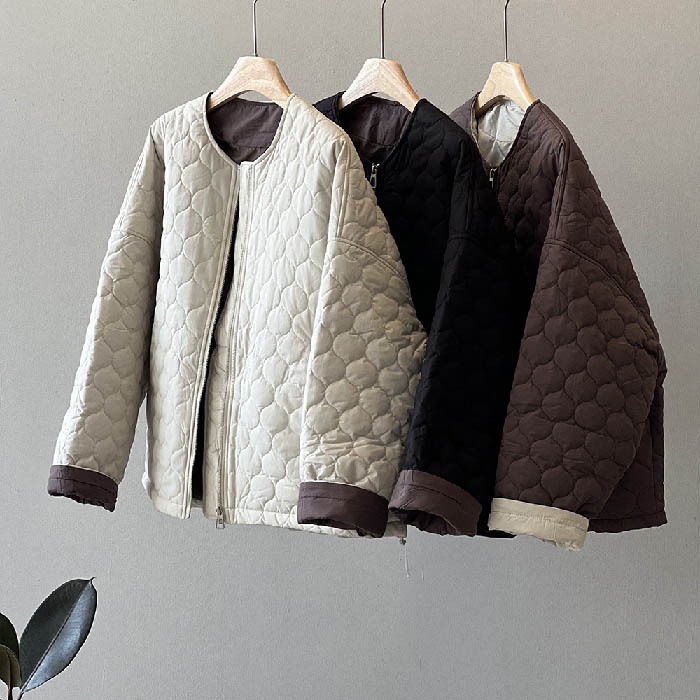キルティング ジャケット レディース 秋 冬 ノーカラー キルティングジャケット 中綿 軽い 薄手 アウター コート ジャケット ふんわり スッキリ 大きいサイズ 大人 シンプル 着回し 防寒 上品