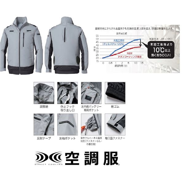 KU92110 空調服 R ポリエステル製 遮熱フルハーネス仕様 FAN2200B・RD9261・LIPRO2セット シルバー L
