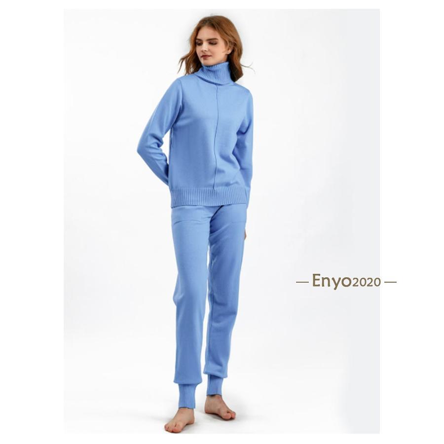 セットアップ 楽チン ゆったり 秋冬 ニットパンツ 長袖 秋 ハイネック ジョガーパンツ 部屋着 ニット ニットアップ 冬 30 レディース セーター