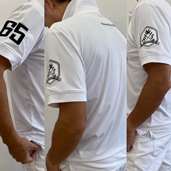 ロバートアンドスミス ポロシャツ 機能素材 ゴルフ ウエア 半袖メンズ( ホワイト, XL)