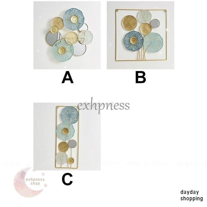 インテリア 壁掛け 壁絵 花 ミラー 鏡 置物 装飾 パステル おしゃれ リビング 寝室 玄関 模様替え ブルー ゴールド便利 [aha32]