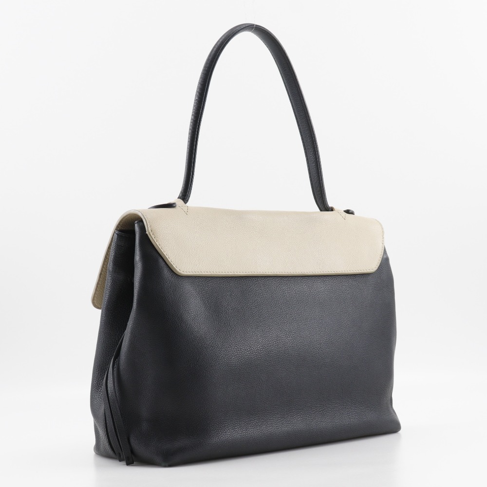 ロックミーMM M50191 トートバッグ カーフ 黒 ベージュ DU0185 レディース 中古品 ロックミーMM M50191 トートバッグ カーフ 黒 ベージュ DU0185 レディース 中古品