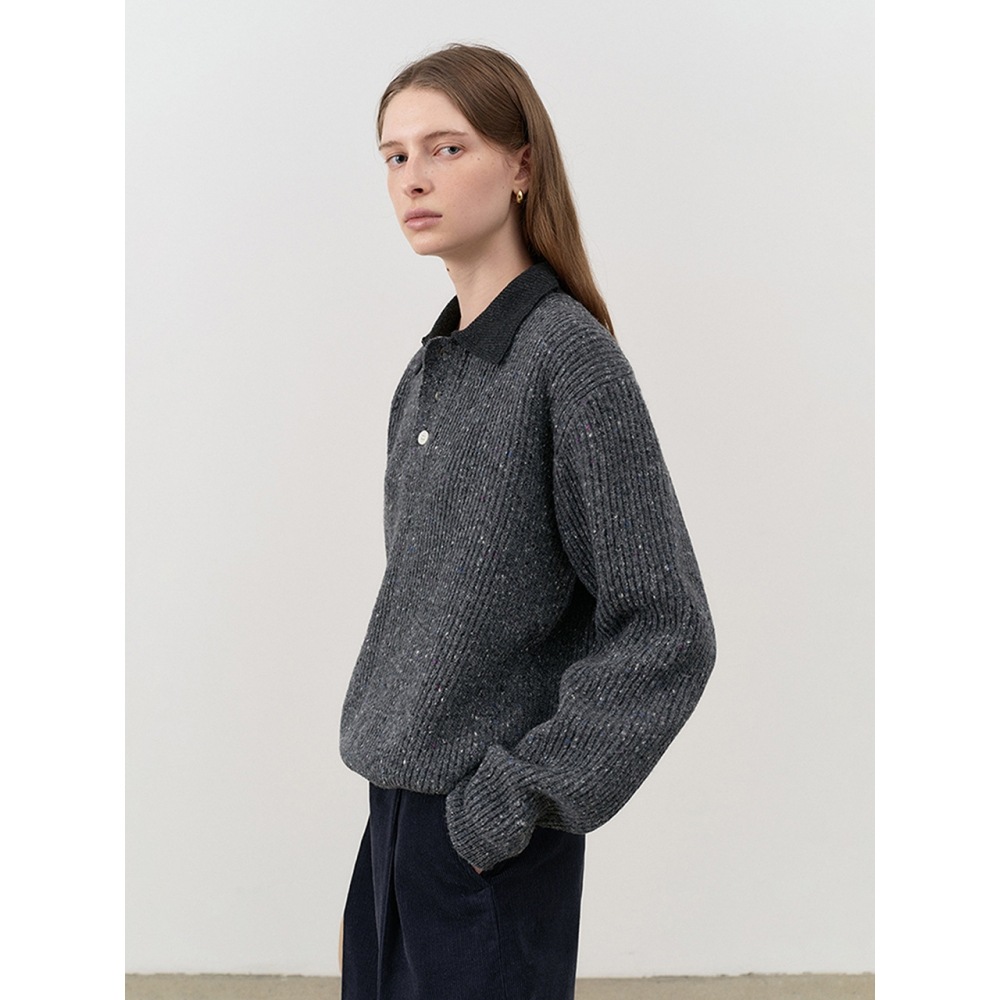 Dunst 女性用ユニセックスチャンキーラグビーセーターダークメランジグレー UDSW4C114G3 Dunst 女性用ユニセックスチャンキーラグビーセーターダークメランジグレー UDSW4C114G3