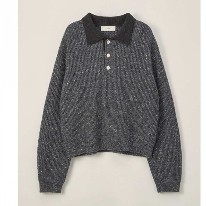 Dunst 女性用ユニセックスチャンキーラグビーセーターダークメランジグレー UDSW4C114G3 Dunst 女性用ユニセックスチャンキーラグビーセーターダークメランジグレー UDSW4C114G3