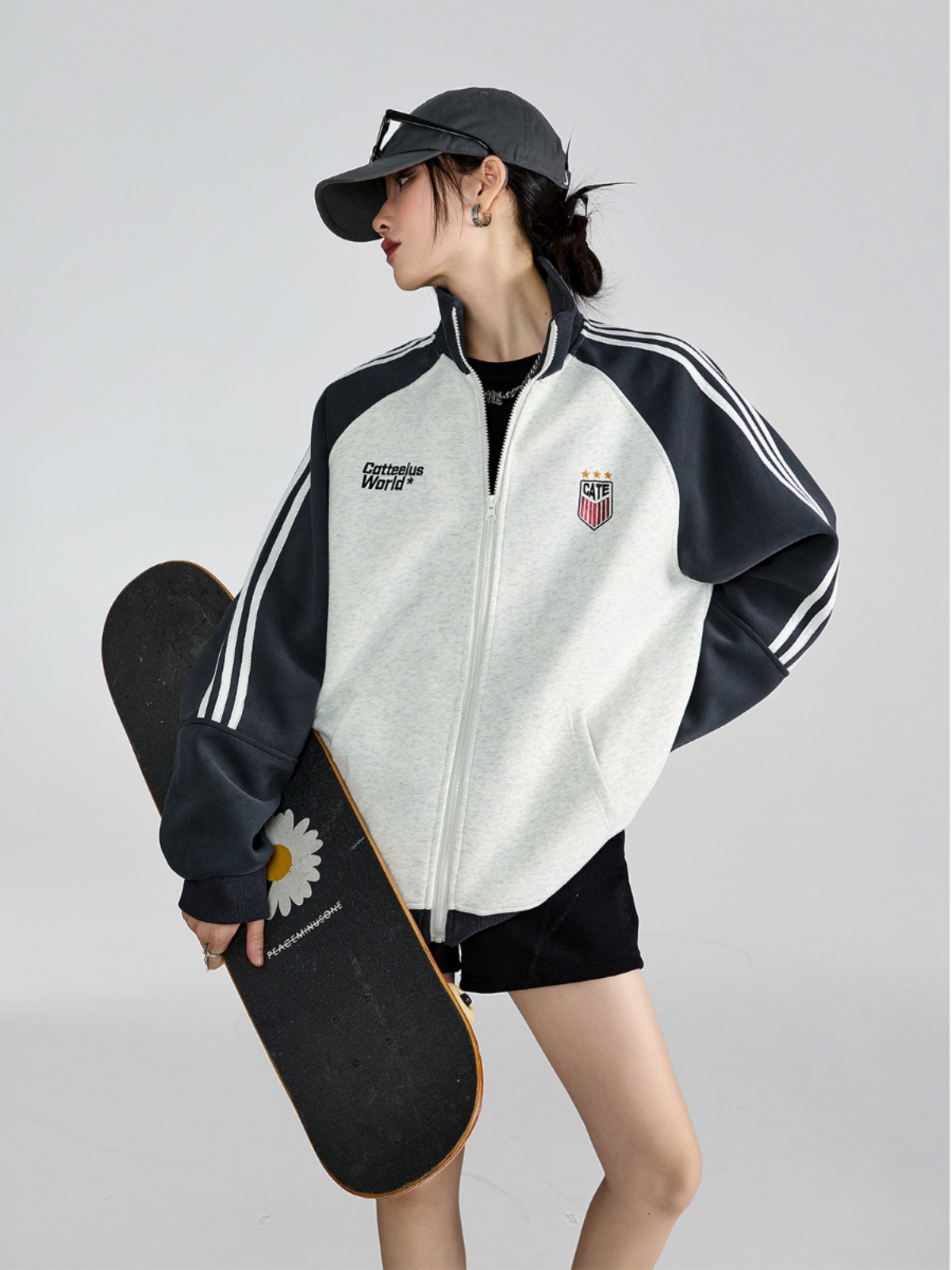 2024 秋冬 韓国 かわいい レディース ハイネック スタンドネック アウター ブルゾン お出かけ 長袖セクシーシルエットトップスサイド冬カジュアルファッション系サイズお出かけフル丈トラック