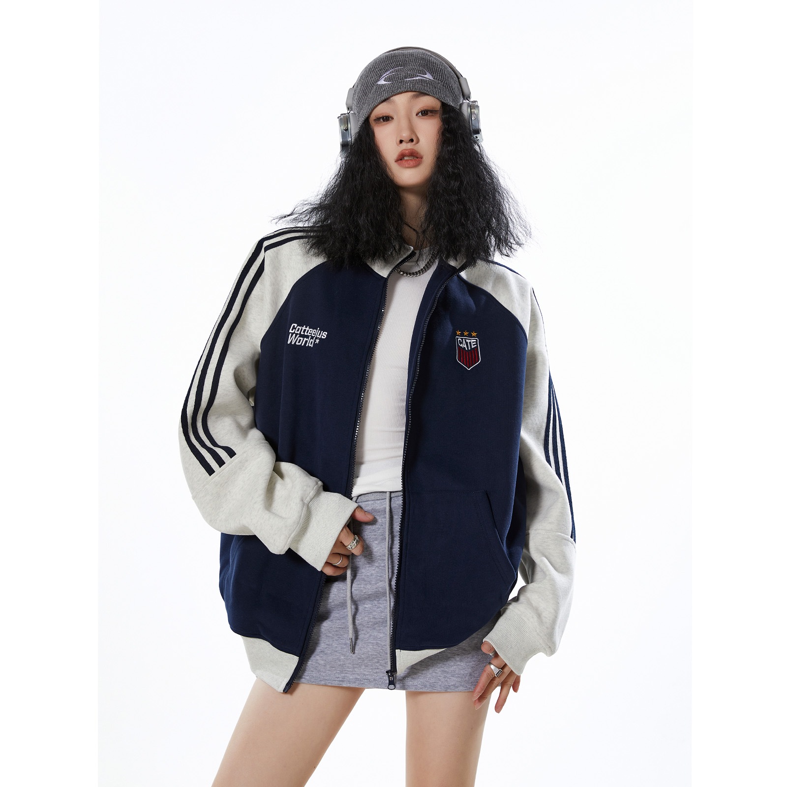 2024 秋冬 韓国 かわいい レディース ハイネック スタンドネック アウター ブルゾン お出かけ 長袖セクシーシルエットトップスサイド冬カジュアルファッション系サイズお出かけフル丈トラック