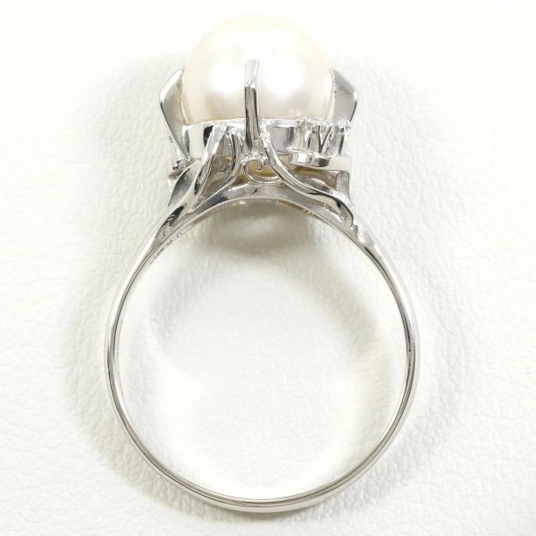 PT900 プラチナ リング 指輪 22号 パール(真珠) 約10mm ダイヤ ジュエリー 中古 PT900 プラチナ リング 指輪 22号 パール(真珠) 約10mm ダイヤ ジュエリー 中古