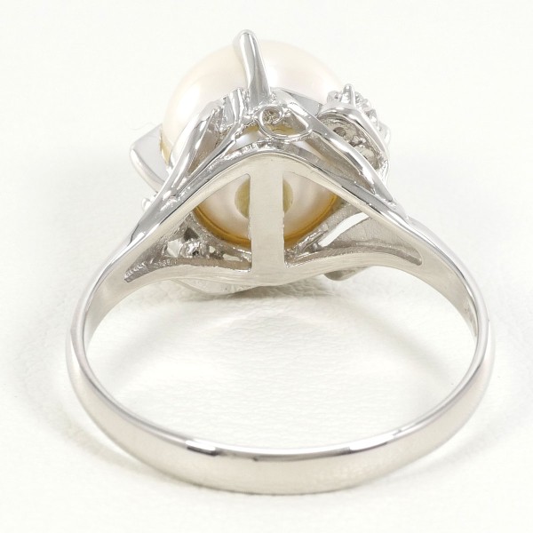 PT900 プラチナ リング 指輪 22号 パール(真珠) 約10mm ダイヤ ジュエリー 中古 PT900 プラチナ リング 指輪 22号 パール(真珠) 約10mm ダイヤ ジュエリー 中古