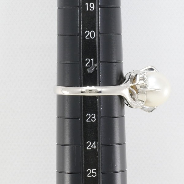 PT900 プラチナ リング 指輪 22号 パール(真珠) 約10mm ダイヤ ジュエリー 中古 PT900 プラチナ リング 指輪 22号 パール(真珠) 約10mm ダイヤ ジュエリー 中古