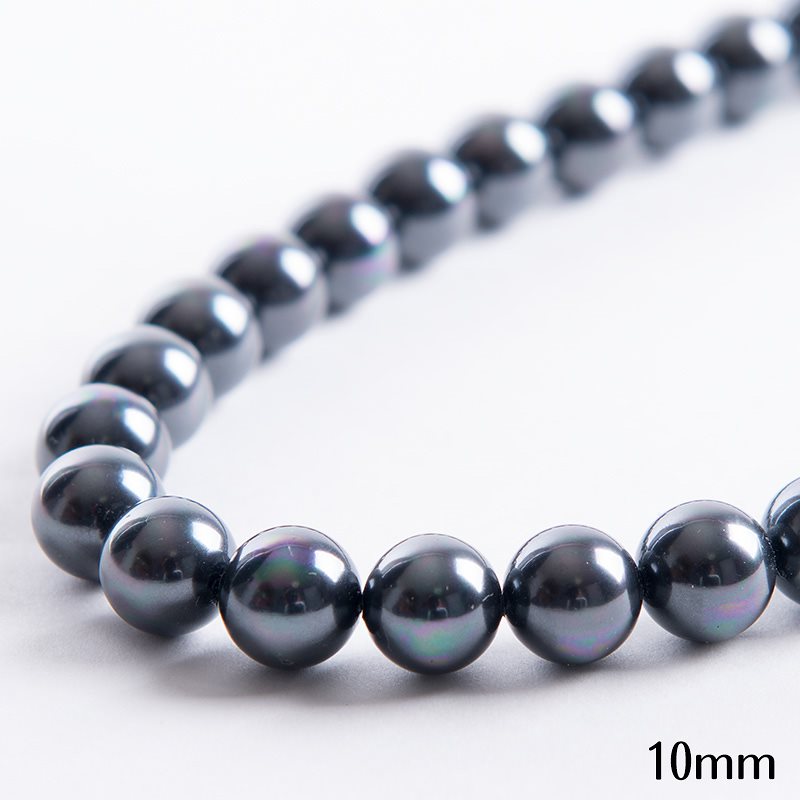 19インチ 10mm 花珠南洋黒蝶オーロラ本貝パール ネックレス 51cm 52cm プリンセス タヒチ黒蝶系 黒真珠系