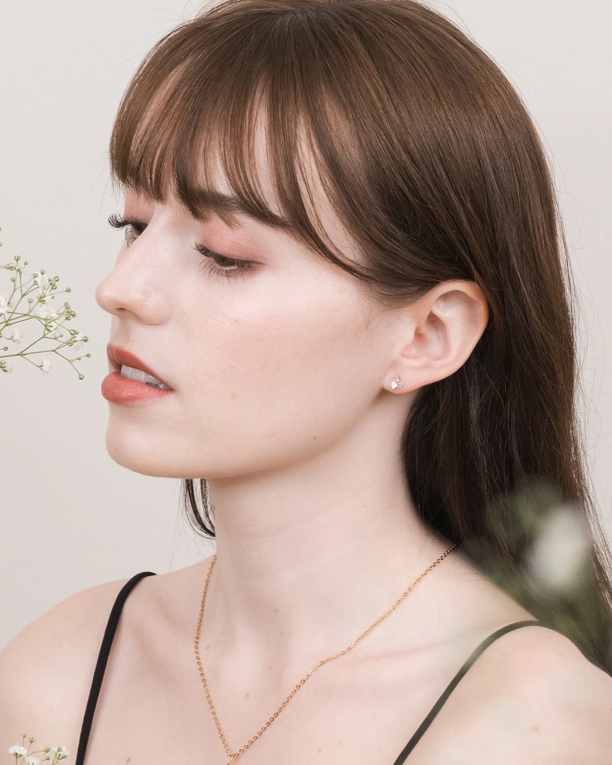 一粒 宝石 in ヴェネチア ハート ピアス K10 華奢 キュービックジルコニア ゴールド 誕生石 4月