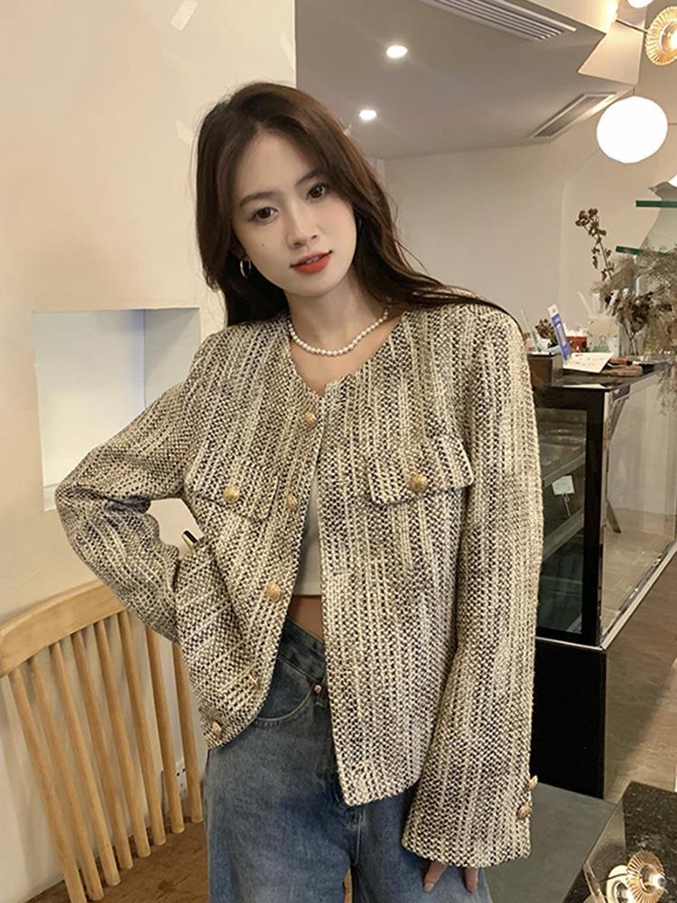 ジャケット 冬アウター ショート長袖女性の 2025 春と秋の新しいハイエンドデザイン西洋スタイルの年齢を軽減するカーディガントップ