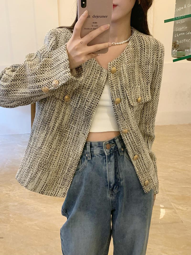 ジャケット 冬アウター ショート長袖女性の 2025 春と秋の新しいハイエンドデザイン西洋スタイルの年齢を軽減するカーディガントップ