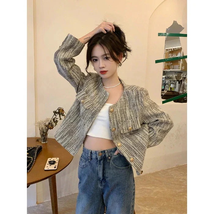 ジャケット 冬アウター ショート長袖女性の 2025 春と秋の新しいハイエンドデザイン西洋スタイルの年齢を軽減するカーディガントップ