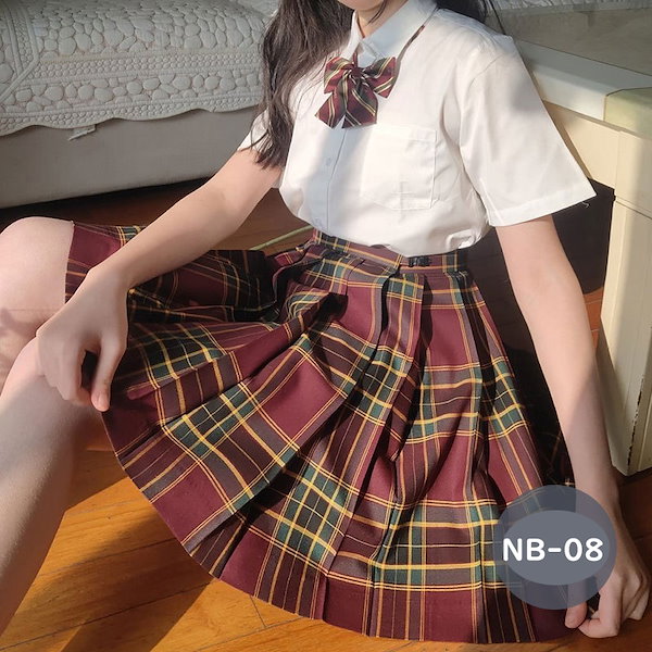 Qoo10] 制服 4点セット 50色 JK プリーツ