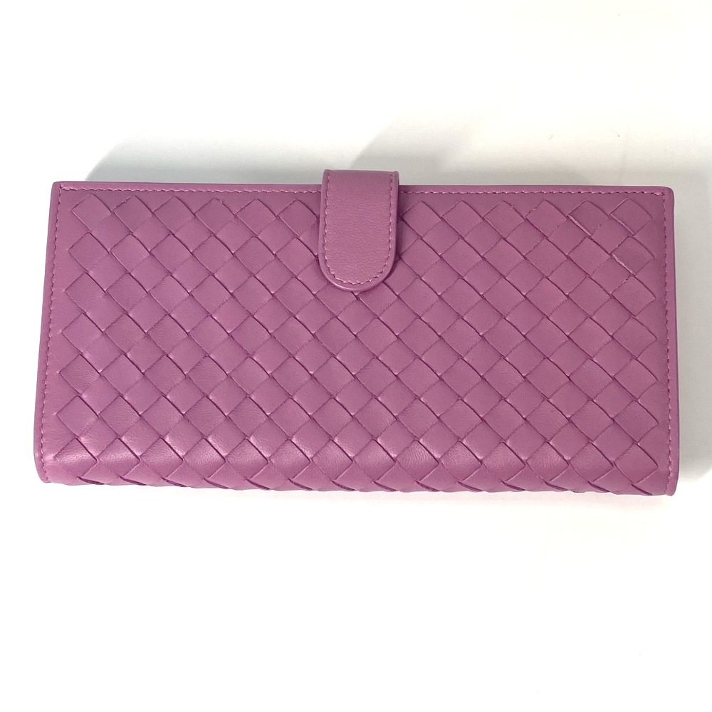 長財布 イントレチャート Wホック ロングウォレット レザー パープル系