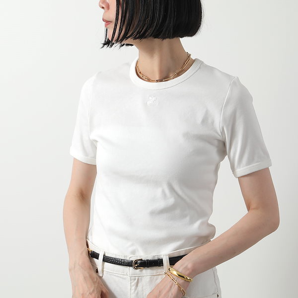 courreges クレージュ Tシャツ カットソー 半袖 courreges クレージュ 半袖Tシャツ クロップド ショート丈