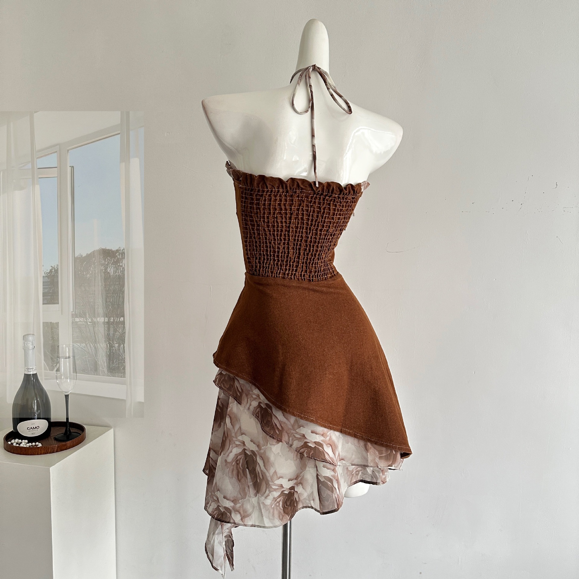 【急速出荷】山海濃厚ココアフレンチロマンティックデザイン感デニム胸ぬぐいワンピース女 【急速出荷】山海濃厚ココアフレンチロマンティックデザイン感デニム胸ぬぐいワンピース女