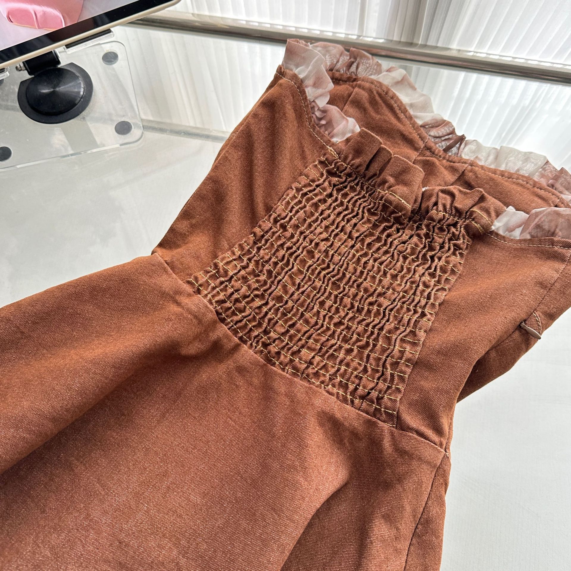 【急速出荷】山海濃厚ココアフレンチロマンティックデザイン感デニム胸ぬぐいワンピース女 【急速出荷】山海濃厚ココアフレンチロマンティックデザイン感デニム胸ぬぐいワンピース女