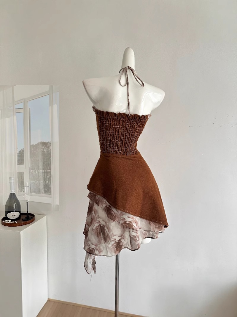 【急速出荷】山海濃厚ココアフレンチロマンティックデザイン感デニム胸ぬぐいワンピース女 【急速出荷】山海濃厚ココアフレンチロマンティックデザイン感デニム胸ぬぐいワンピース女