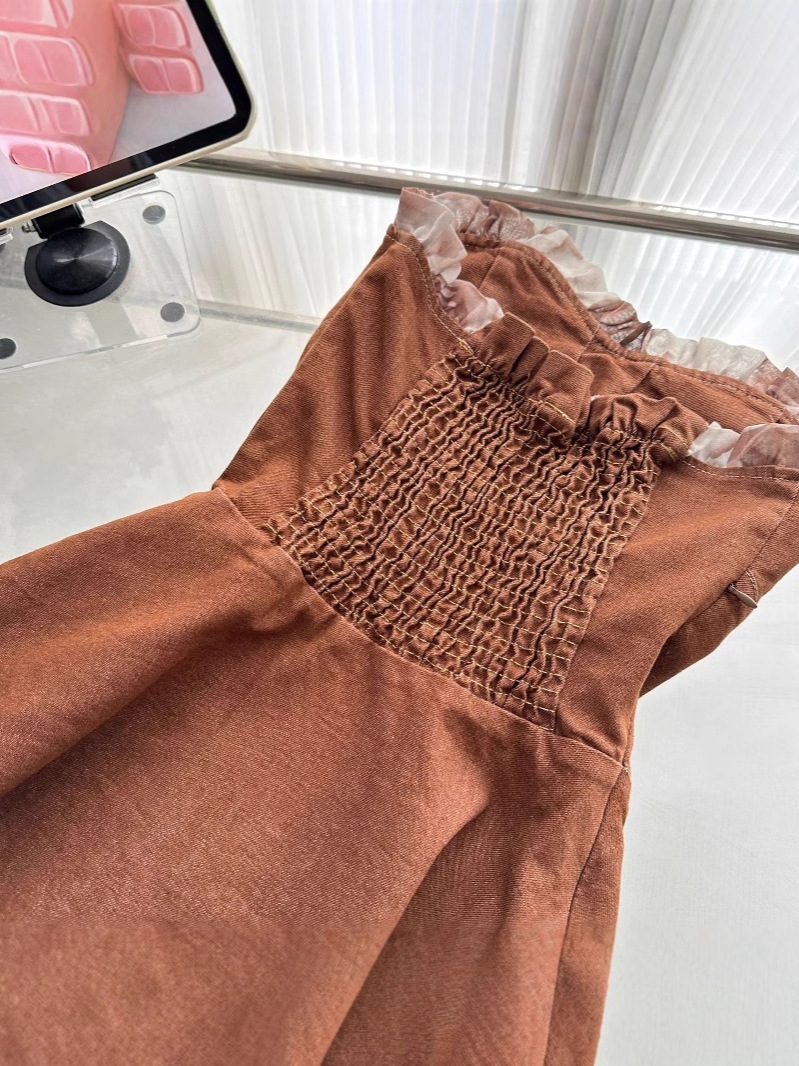 【急速出荷】山海濃厚ココアフレンチロマンティックデザイン感デニム胸ぬぐいワンピース女 【急速出荷】山海濃厚ココアフレンチロマンティックデザイン感デニム胸ぬぐいワンピース女