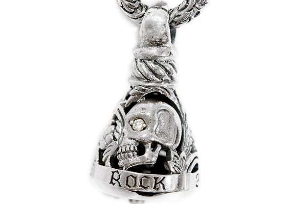 ベル 鈴 スカル レッド クリア キュービックジルコニア ペンダント ネックレス