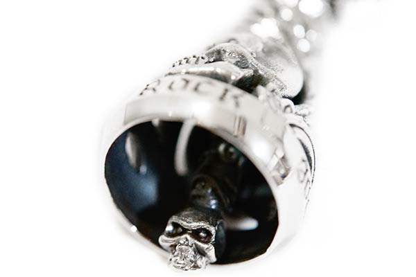 ベル 鈴 スカル レッド クリア キュービックジルコニア ペンダント ネックレス