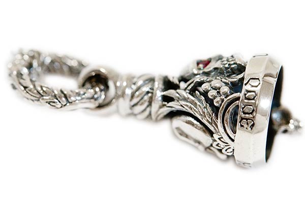 ベル 鈴 スカル レッド クリア キュービックジルコニア ペンダント ネックレス