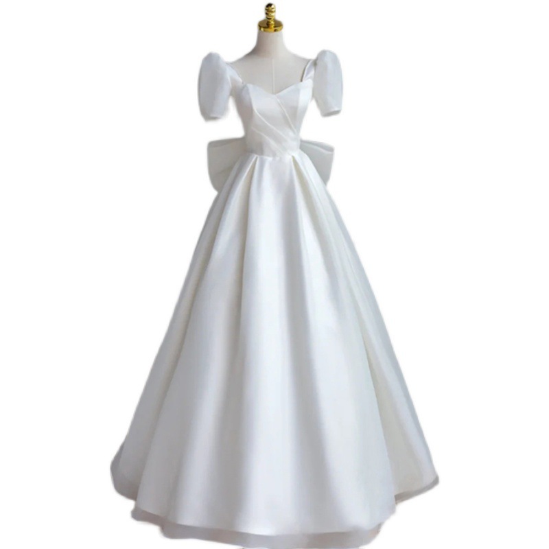 サテン ウェディングドレス 2024 花嫁 ライト メイン ウェディング ドレス レトロ パレス スタイル シンプルで気品のあるドア ドレス サテン ウェディングドレス 2024 花嫁 ライト メイン ウェディング ドレス レトロ パレス スタイル シンプルで気品のあるドア ドレス