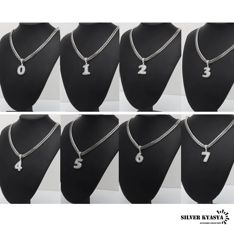 ナンバーネックレス パヴェ [n370]
